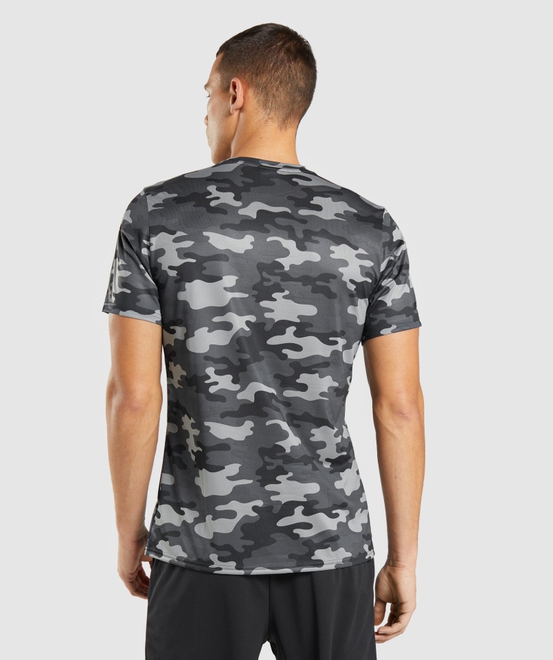 Gymshark Przyjazd T-shirt Męski Szary Nadruk