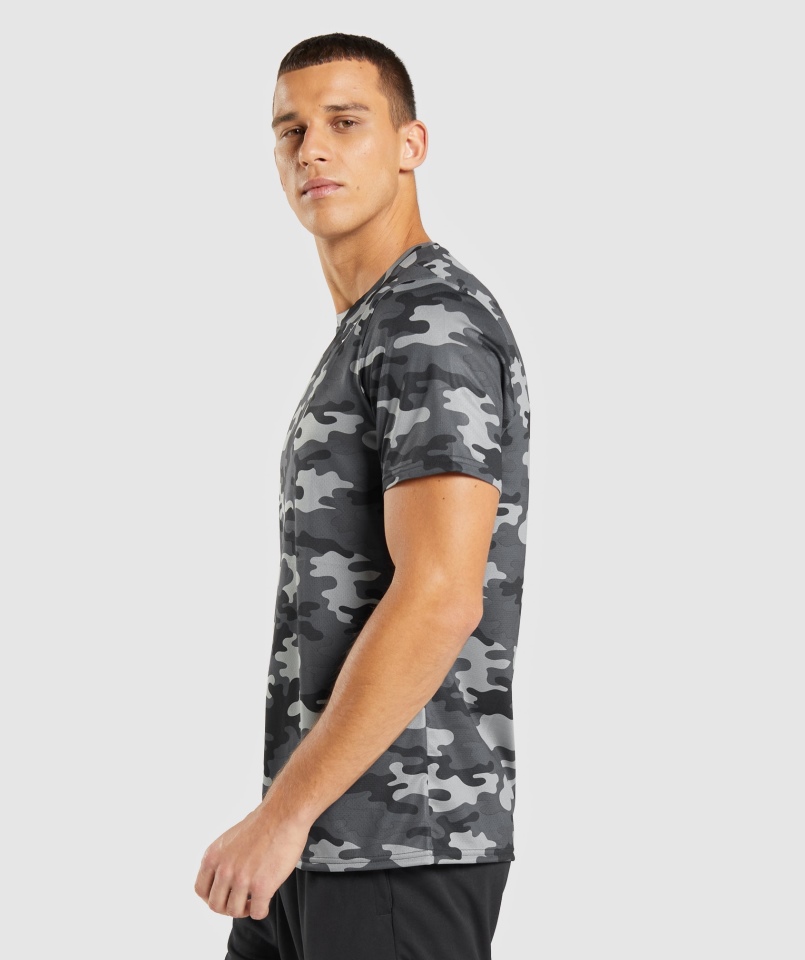 Gymshark Przyjazd T-shirt Męski Szary Nadruk