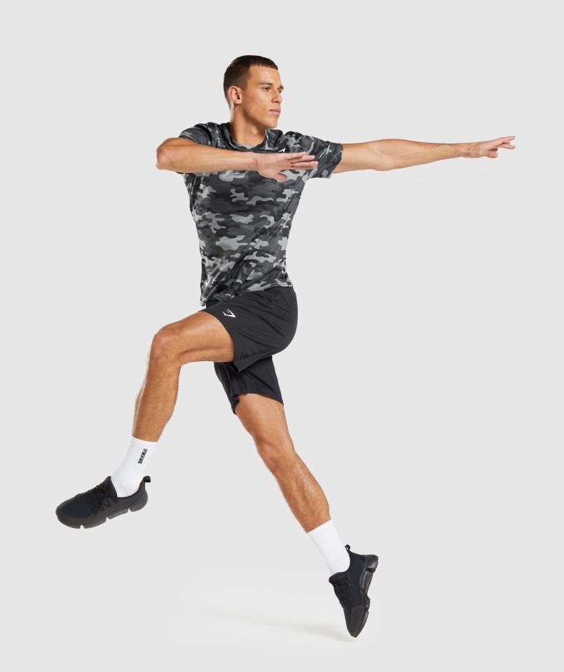 Gymshark Przyjazd T-shirt Męski Szary Nadruk