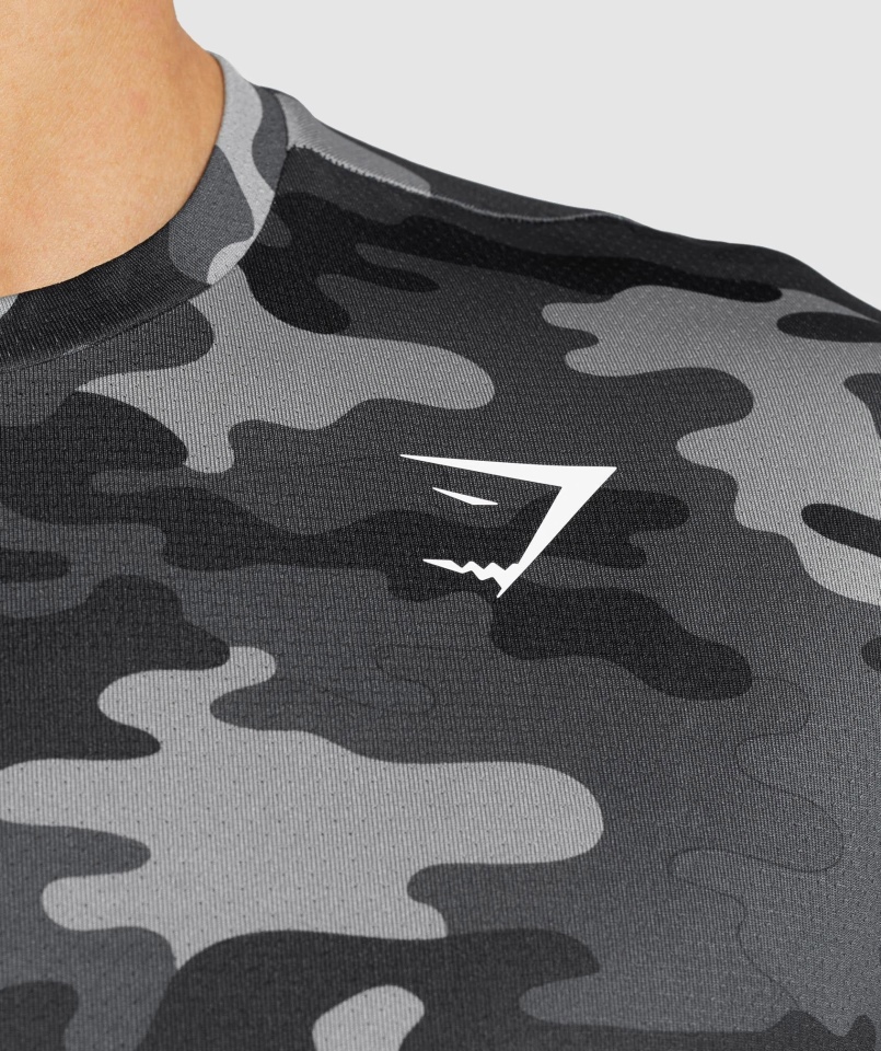 Gymshark Przyjazd T-shirt Męski Szary Nadruk