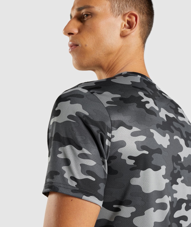 Gymshark Przyjazd T-shirt Męski Szary Nadruk