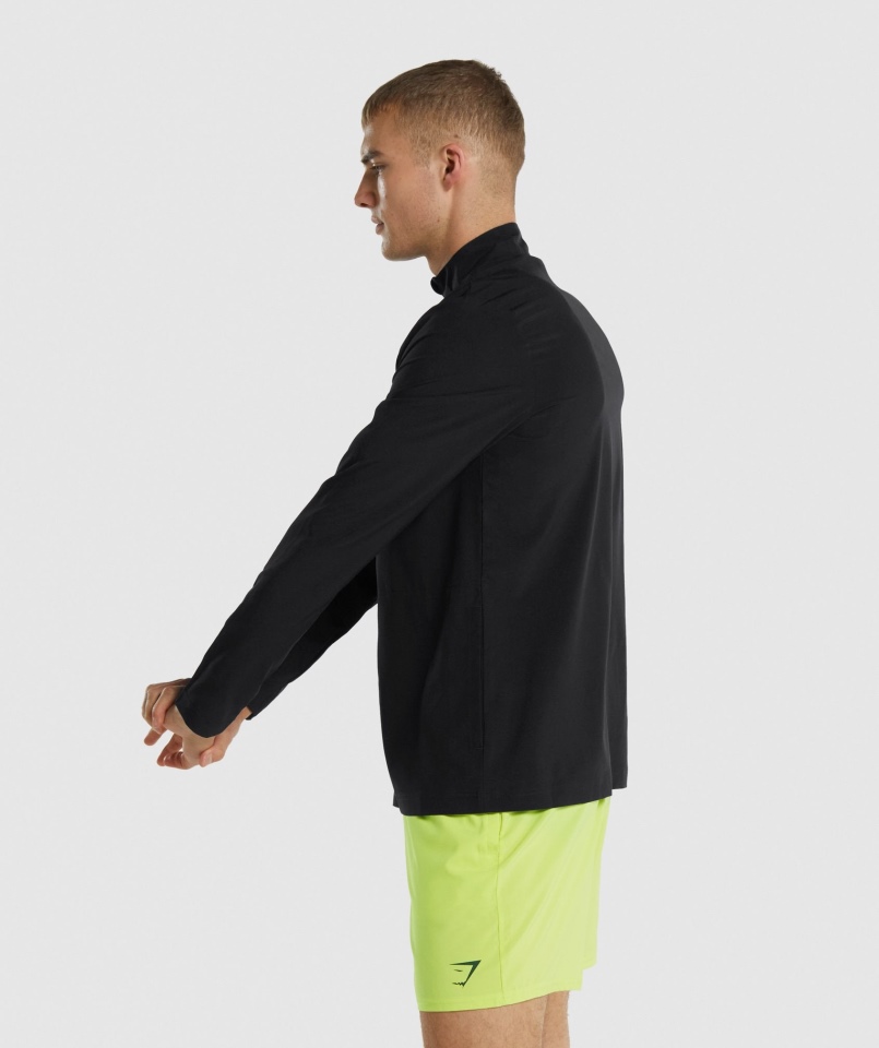 Gymshark Arrival Tkana Kurtka Na Całej Długości Z Zamkiem Błyskawicznym Czarna