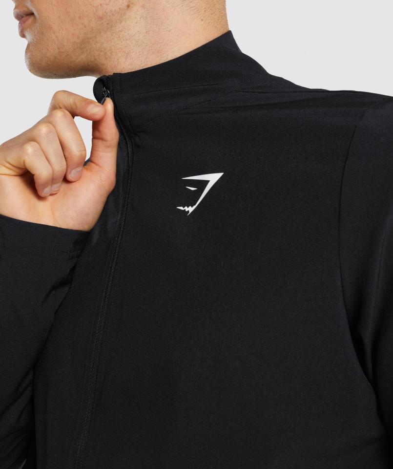 Gymshark Arrival Tkana Kurtka Na Całej Długości Z Zamkiem Błyskawicznym Czarna
