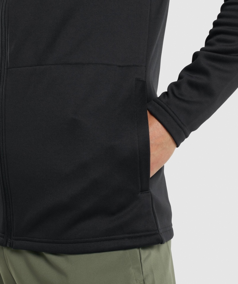 Gymshark Arrival Czarna Bluza Z Kapturem Zapinana Na Zamek