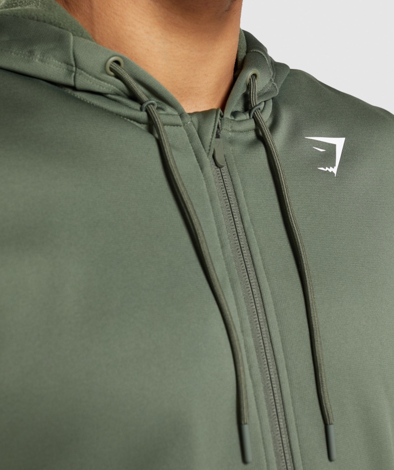 Gymshark Arrival Bluza Z Kapturem Na Zamek Rdzeń Oliwkowy