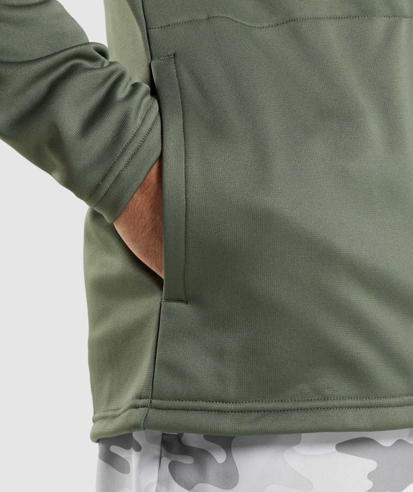 Gymshark Arrival Bluza Z Kapturem Na Zamek Rdzeń Oliwkowy