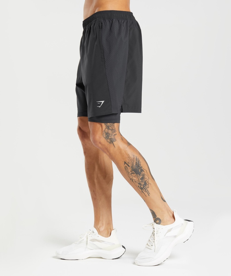 Gymshark Aspekt 2 W 1 Krótki Czarny