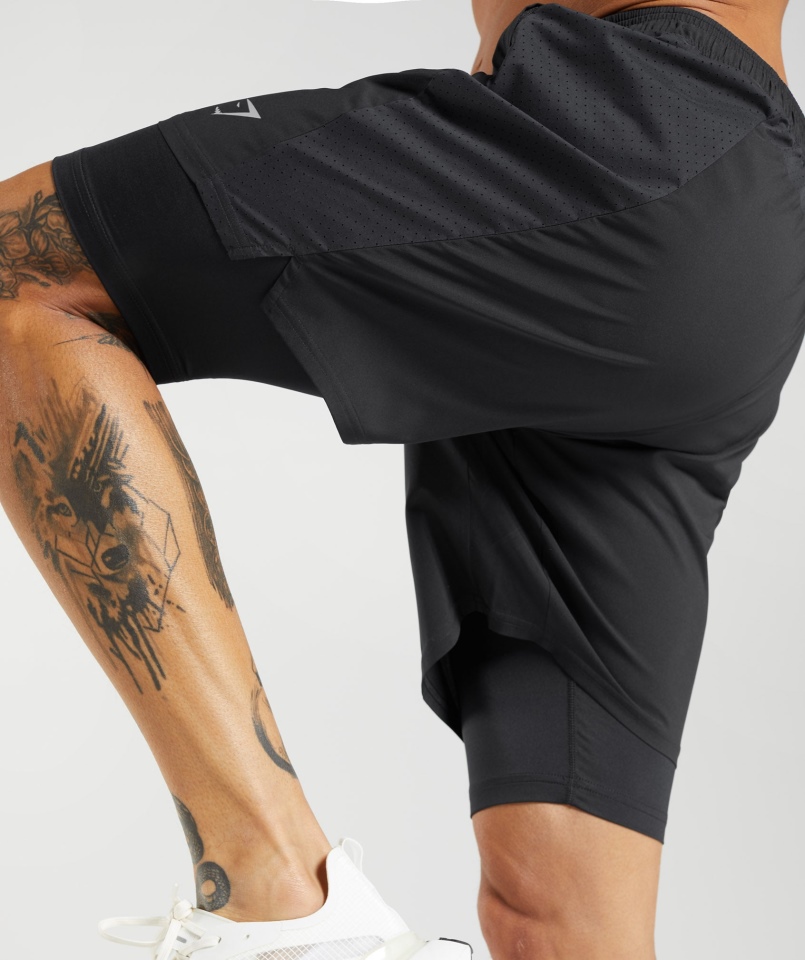 Gymshark Aspekt 2 W 1 Krótki Czarny
