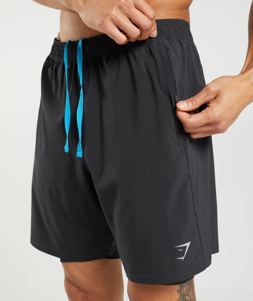 Gymshark Aspekt 2 W 1 Krótki Czarny