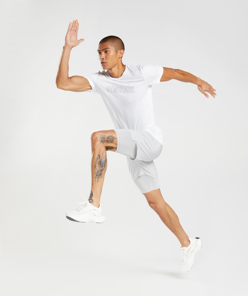 Gymshark Aspekt 2 W 1 Krótki Jasnoszary