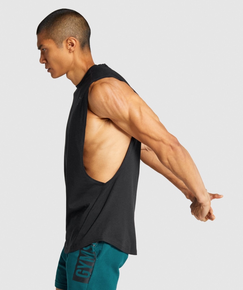 Gymshark Bold Drop Arm Tank Czarny