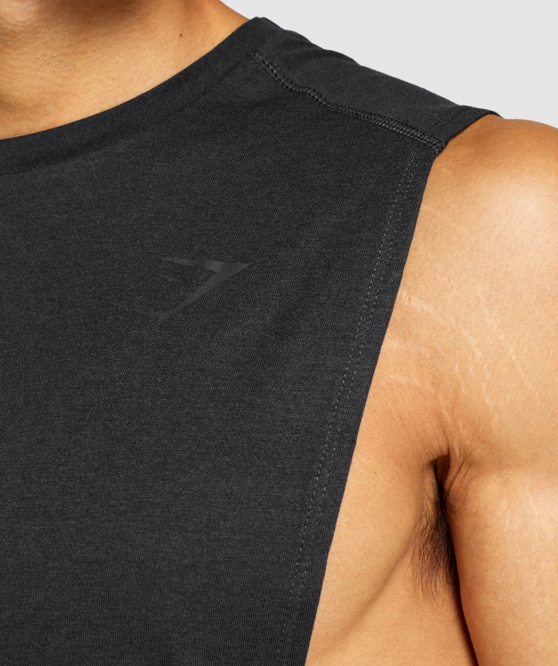 Gymshark Bold Drop Arm Tank Czarny