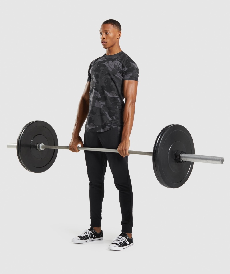 Gymshark Odważny T-shirt Męski Szary Nadruk