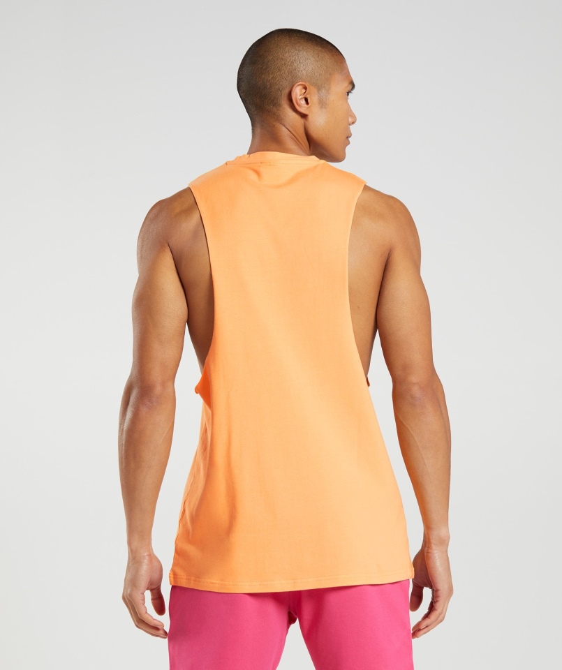 Gymshark Bańka Print Drop Arm Tank Morelowy Pomarańczowy