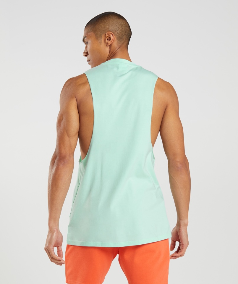 Gymshark Bańka Print Drop Arm Tank Turbo Niebieski