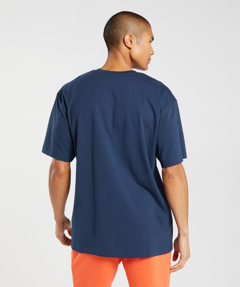 Gymshark Bawełniany T-shirt Oversize Granatowy
