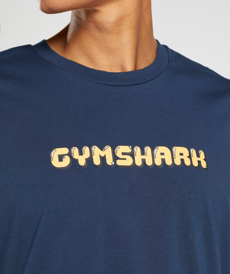 Gymshark Bawełniany T-shirt Oversize Granatowy