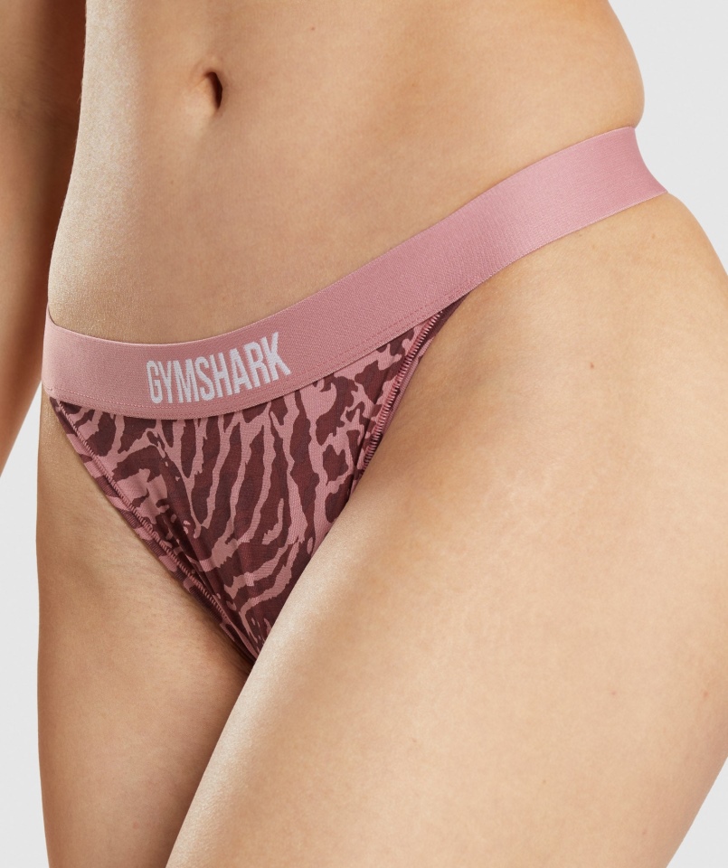 Gymshark Bawełniane Stringi Z Wysokim Stanem Alice Pink