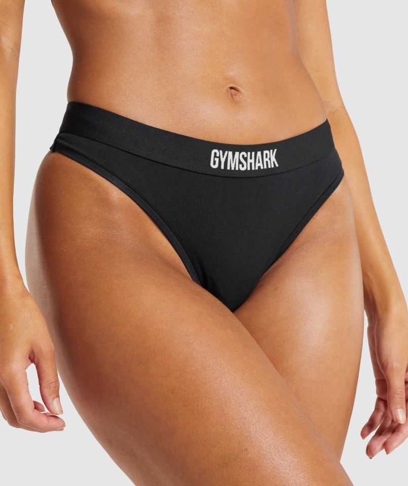 Gymshark Bawełniane Stringi Czarne