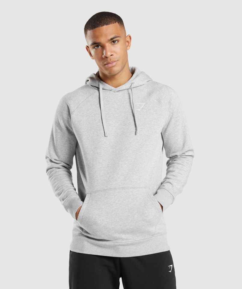 Gymshark Bluza Z Kapturem Z Emblematem Jasnoszary Core Marl