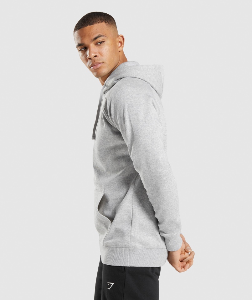 Gymshark Bluza Z Kapturem Z Emblematem Jasnoszary Core Marl