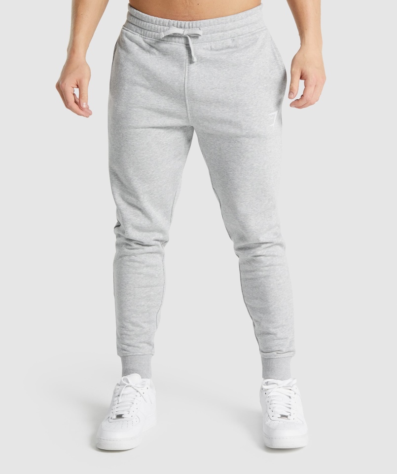 Gymshark Crest Joggers Jasnoszary Rdzeń Marl