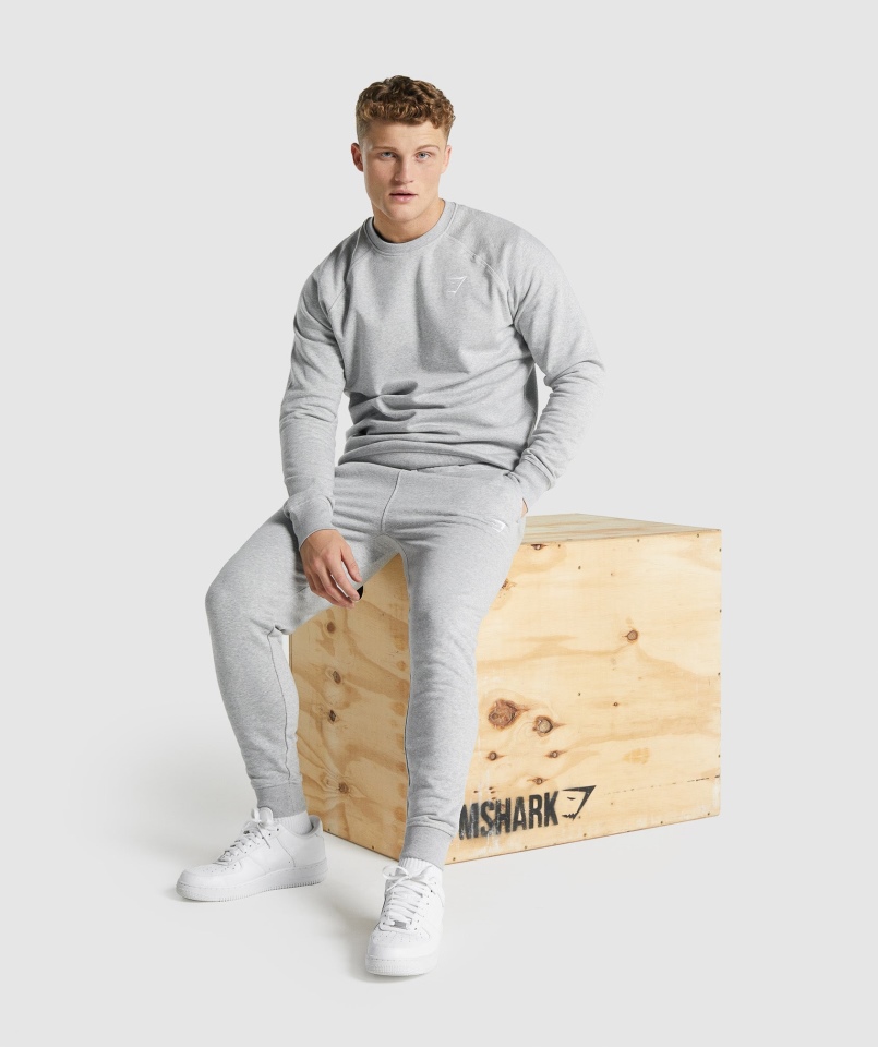 Gymshark Crest Joggers Jasnoszary Rdzeń Marl