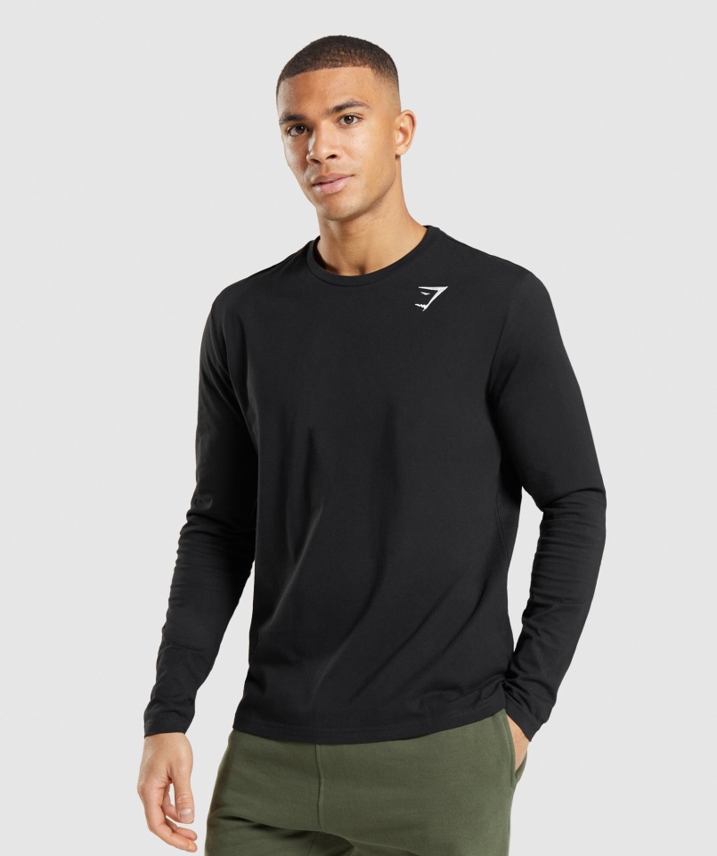 Koszulka Z Długim Rękawem Gymshark Z Emblematem Czarna