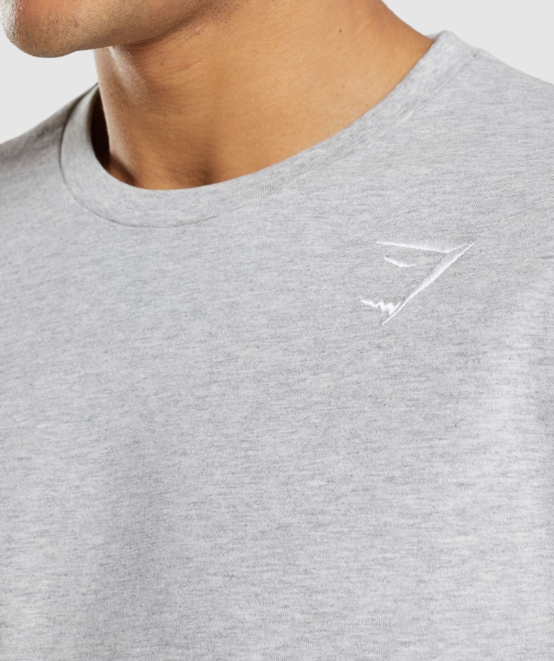 Gymshark Koszulka Z Długim Rękawem Z Herbem Jasnoszary Core Marl