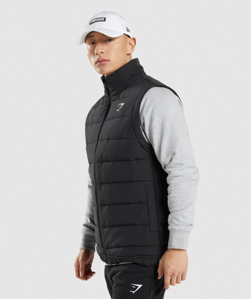 Gymshark Crest Wyściełana Kamizelka Czarna