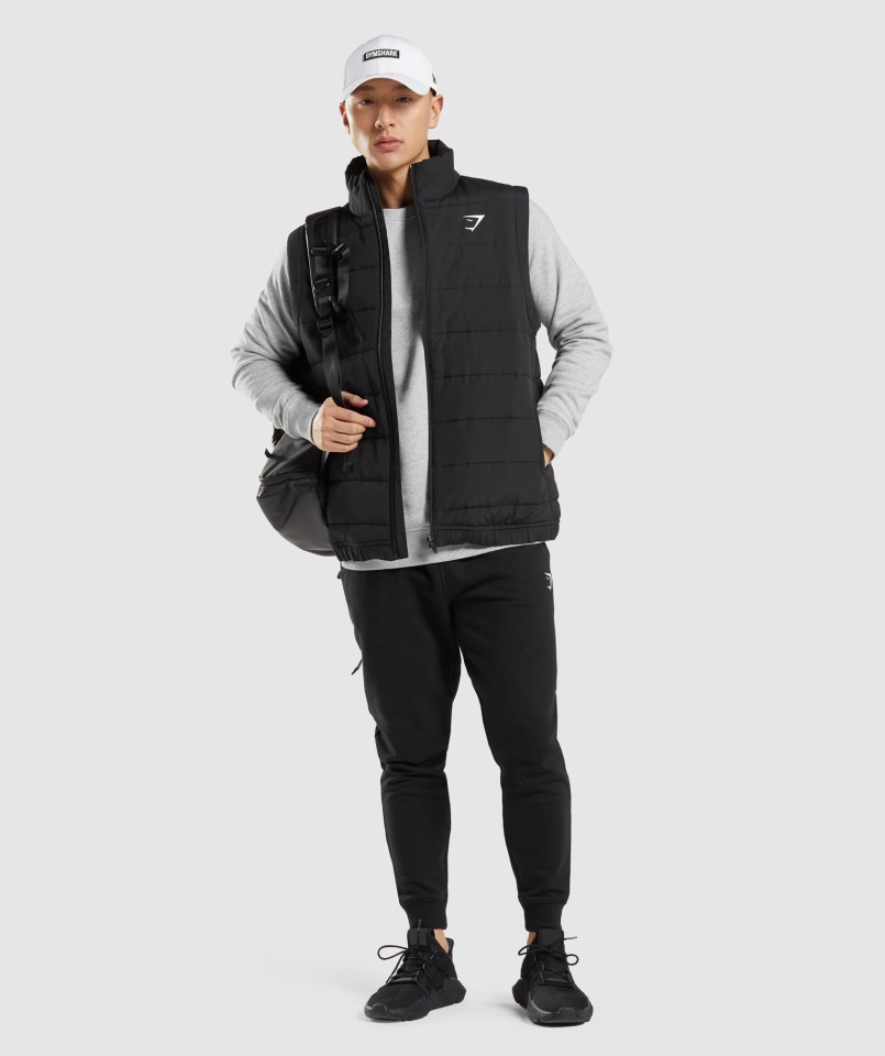 Gymshark Crest Wyściełana Kamizelka Czarna