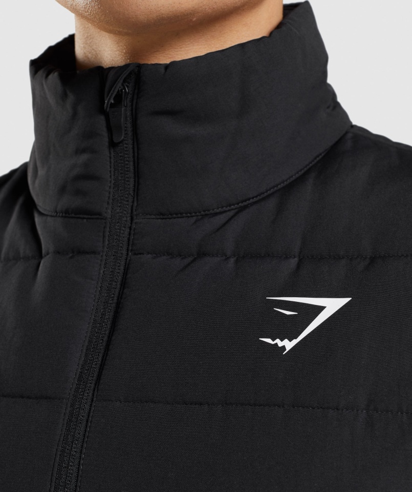 Gymshark Crest Wyściełana Kamizelka Czarna