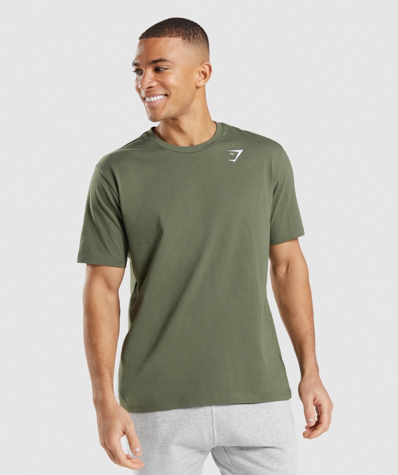 Gymshark Herb T-shirt Core Oliwkowy