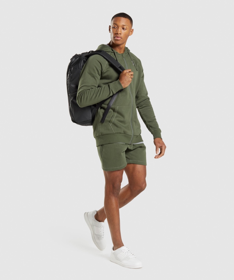 Gymshark Crest Bluza Z Kapturem Na Zamek Rdzeń Oliwkowy