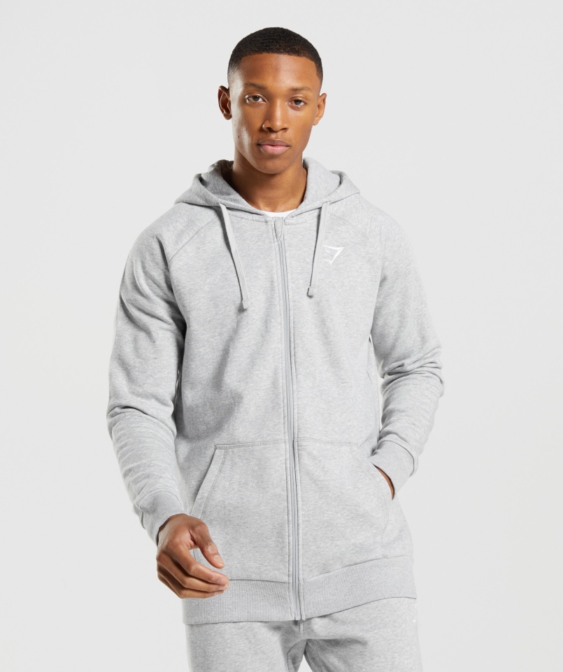 Gymshark Crest Bluza Z Zamkiem Błyskawicznym Jasnoszary Rdzeń Marl