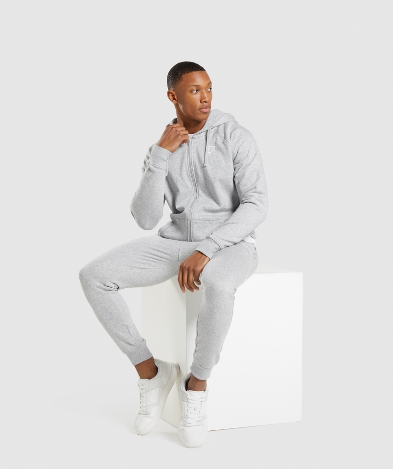 Gymshark Crest Bluza Z Zamkiem Błyskawicznym Jasnoszary Rdzeń Marl