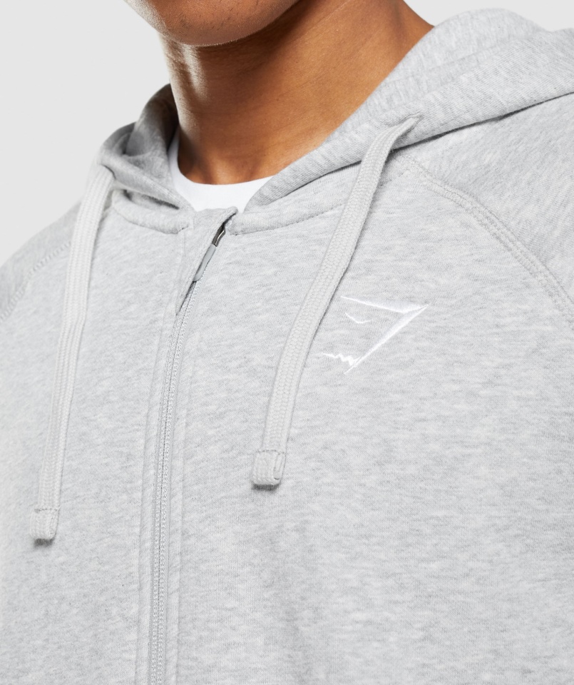Gymshark Crest Bluza Z Zamkiem Błyskawicznym Jasnoszary Rdzeń Marl
