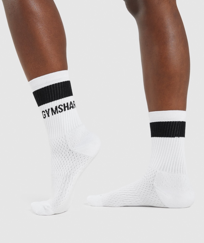 Gymshark Skarpetki Załogi 1 Szt. Białe