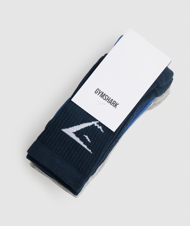 Gymshark Załóg Skarpetki 3pk Granatowo-jasnoszary Melanż