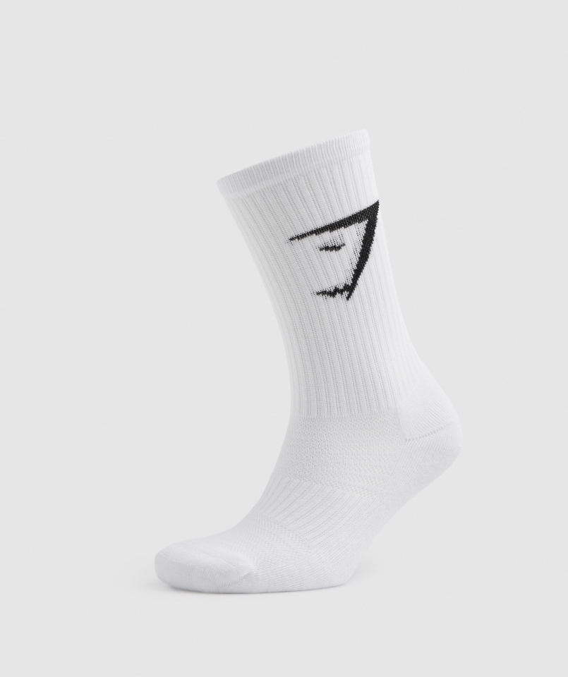 Gymshark Załóg Skarpetki 3szt Biało-jasnoszare Melanżowo-czarne