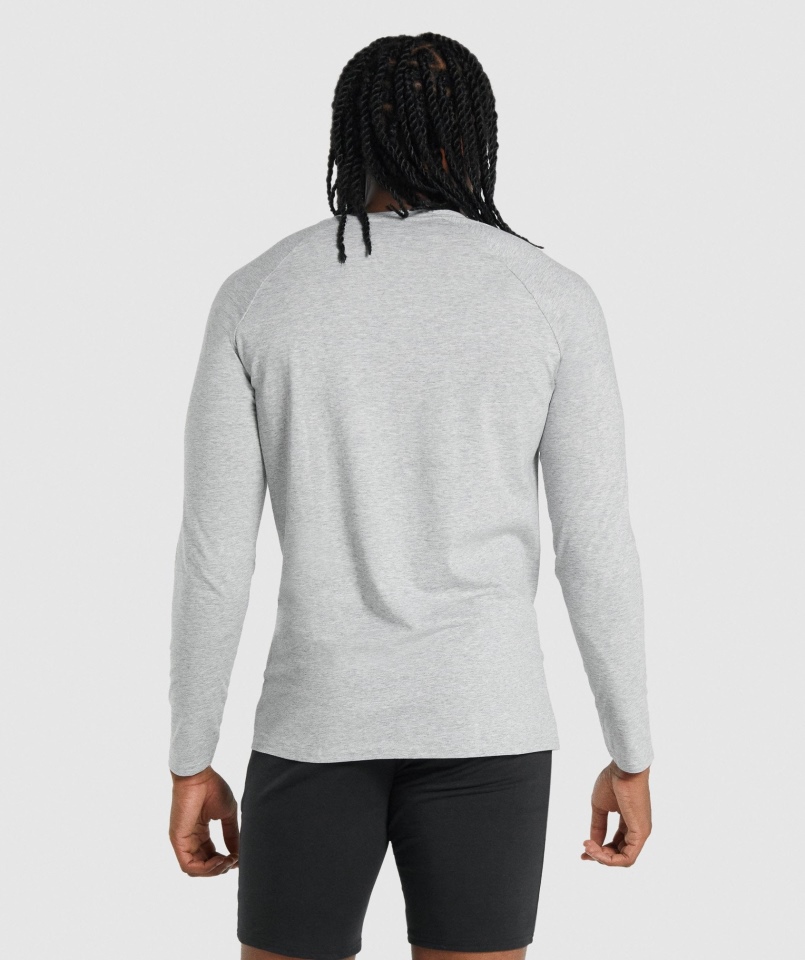 Gymshark Kryty T-shirt Z Długim Rękawem Jasnoszary Melanż