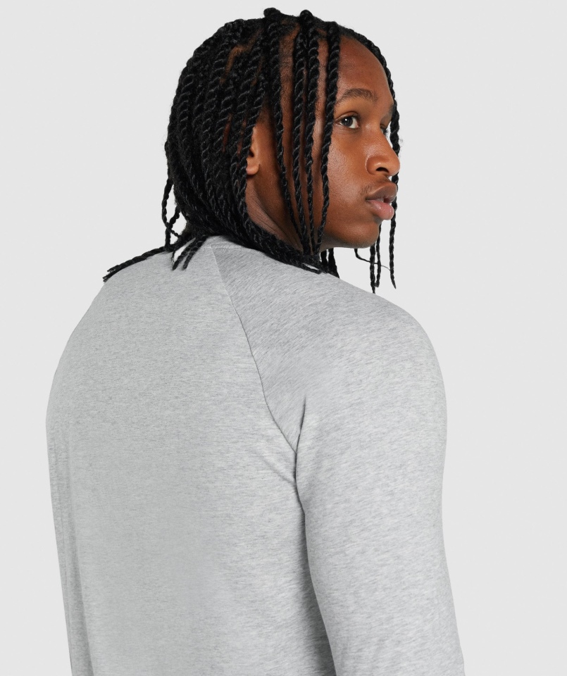 Gymshark Kryty T-shirt Z Długim Rękawem Jasnoszary Melanż