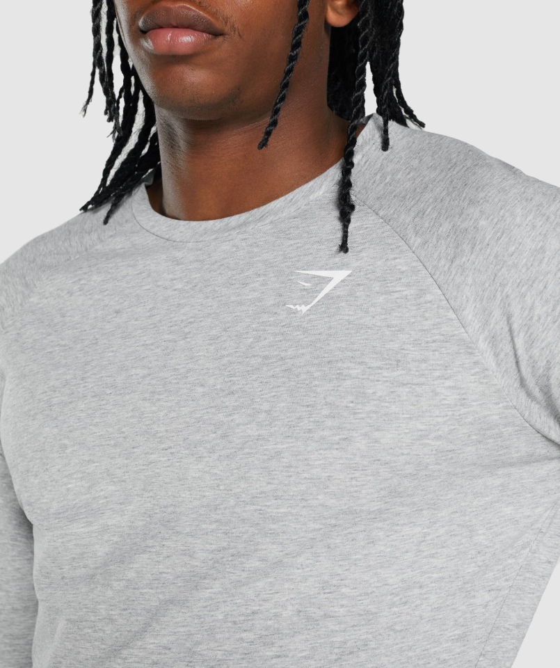 Gymshark Kryty T-shirt Z Długim Rękawem Jasnoszary Melanż