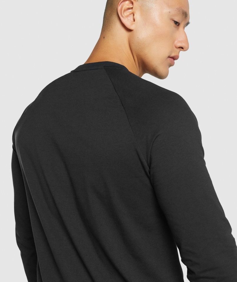 Gymshark Krytyczne 2.0 Koszulka Z Długim Rękawem Męska Czarna