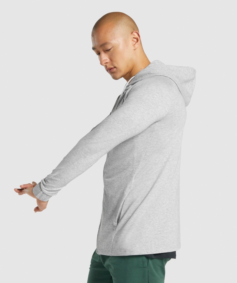 Bluza Z Kapturem Gymshark Z Zamkiem Błyskawicznym Krytycznym 2.0 Jasnoszara Melanż