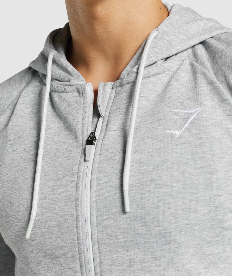 Bluza Z Kapturem Gymshark Z Zamkiem Błyskawicznym Krytycznym 2.0 Jasnoszara Melanż