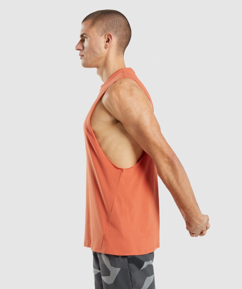 Gymshark Krytyczny Drop Arm Tank Glina Pomarańczowy