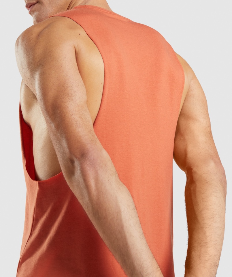 Gymshark Krytyczny Drop Arm Tank Glina Pomarańczowy