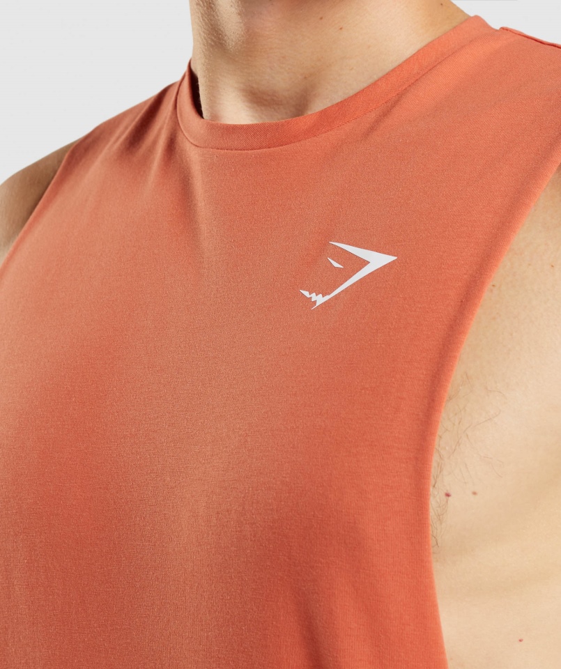 Gymshark Krytyczny Drop Arm Tank Glina Pomarańczowy