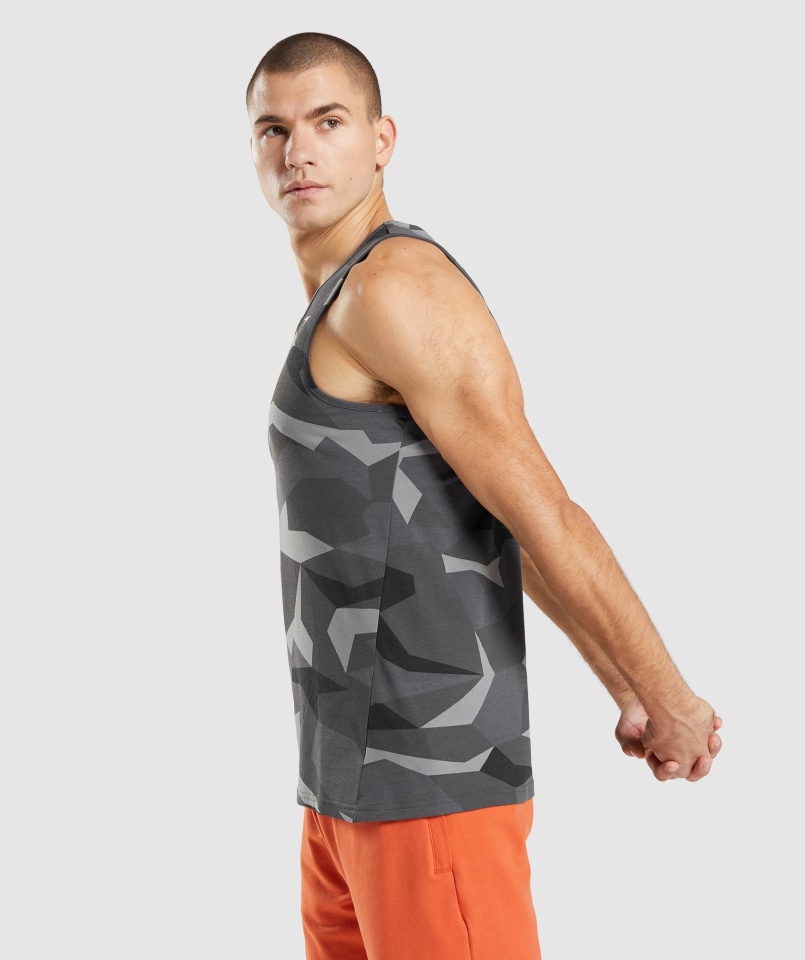 Gymshark Kryty Czarny Nadruk Na Zbiorniku